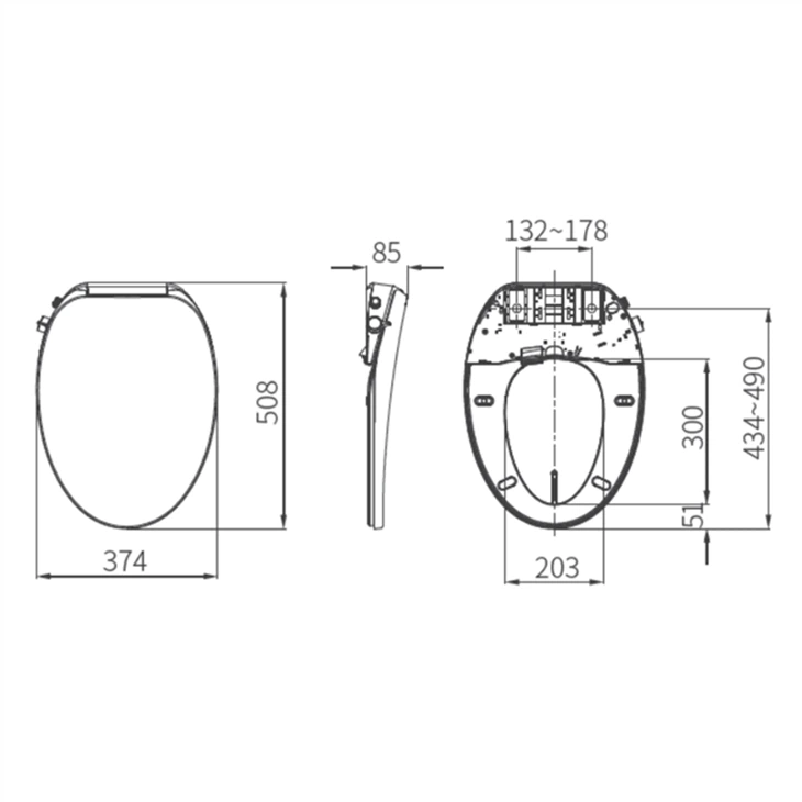 toilet with seat warmer and bidet size